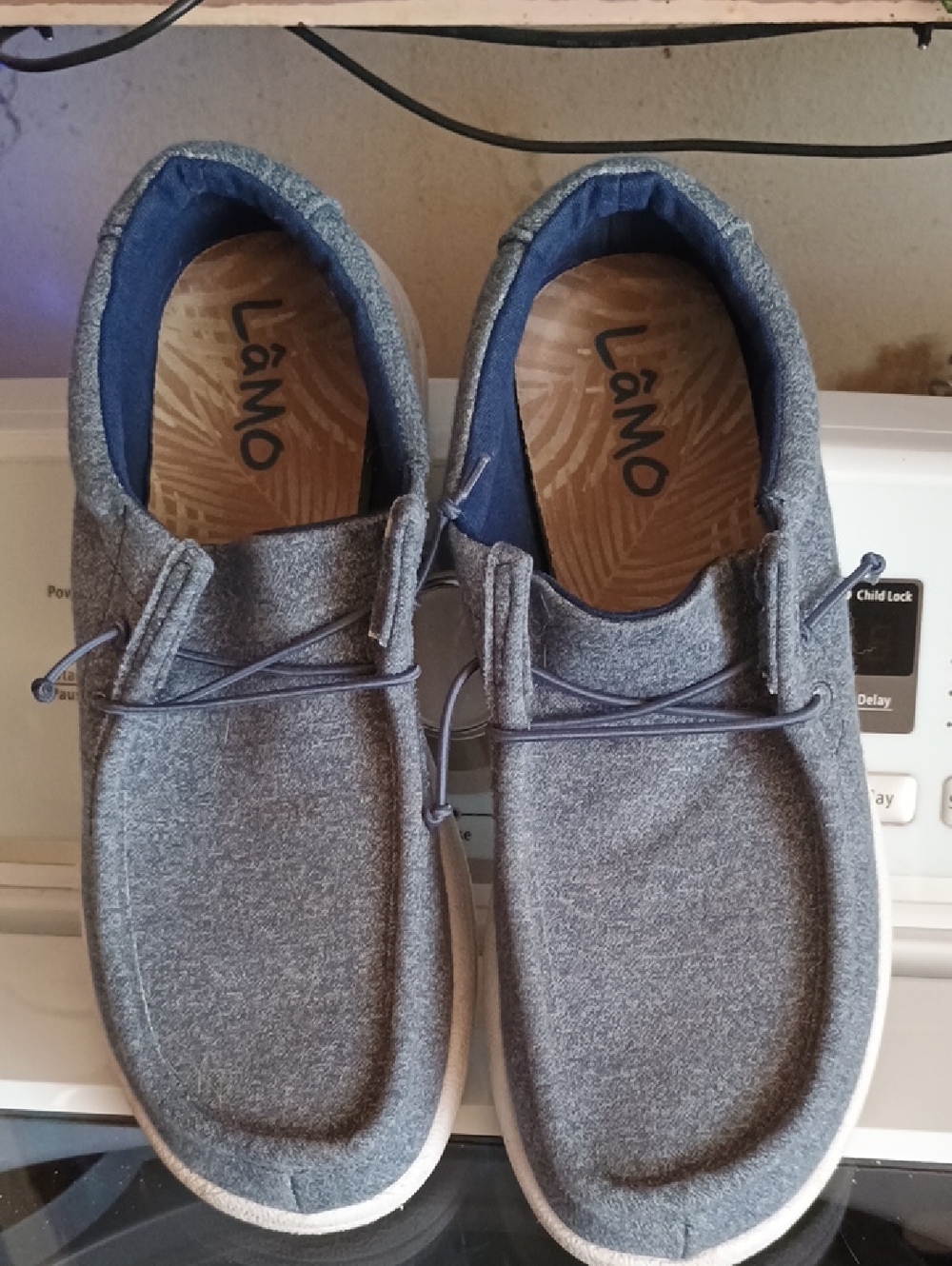 Lamo Men's Heather Gray Slip-On Loafers with Navy Accents